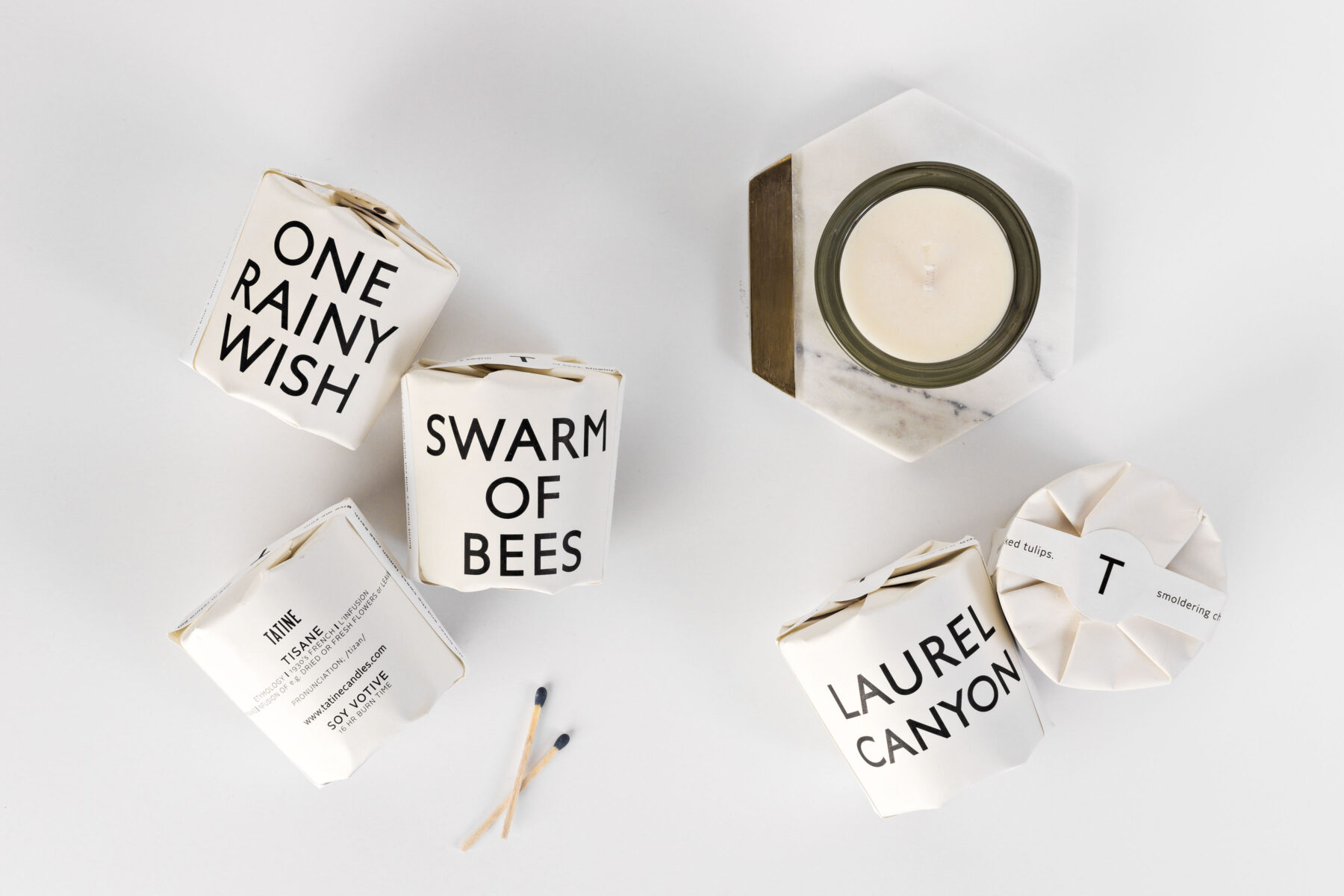 Tisane Collection Packaging Design for Tatine Candles by A LA MODE designs