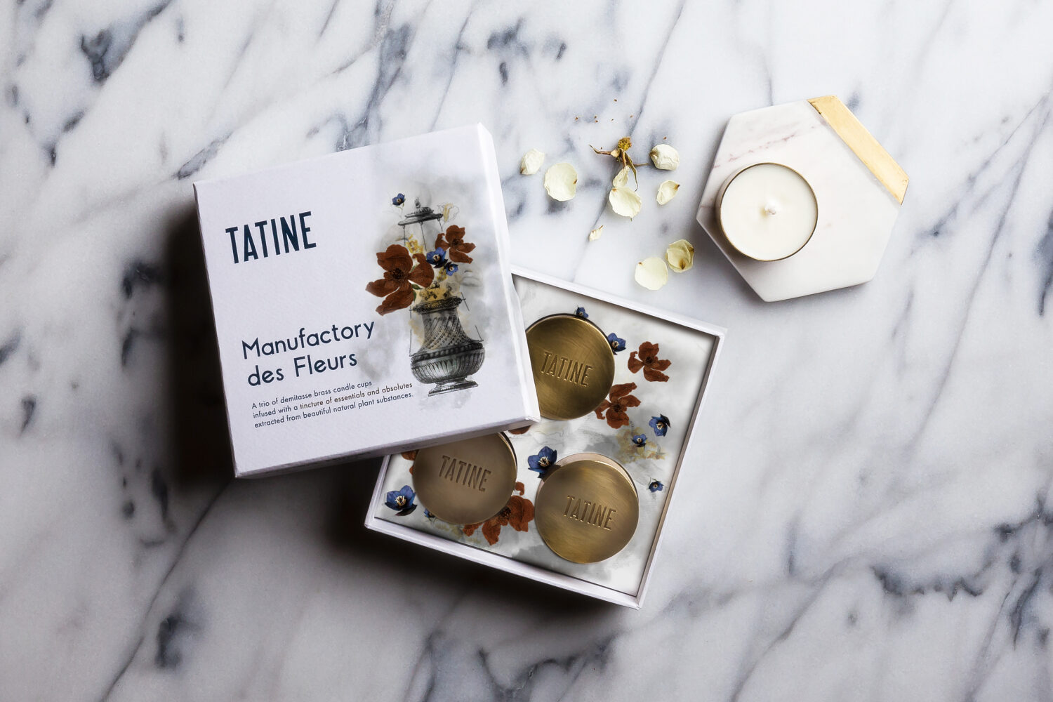 Tatine Manufactory Candle Trio Set - Packaging designs by rebecca snyder of A LA MODE designs, an award-winning graphic & web design studio seeing canton, akron, cleveland & columbus, Ohio