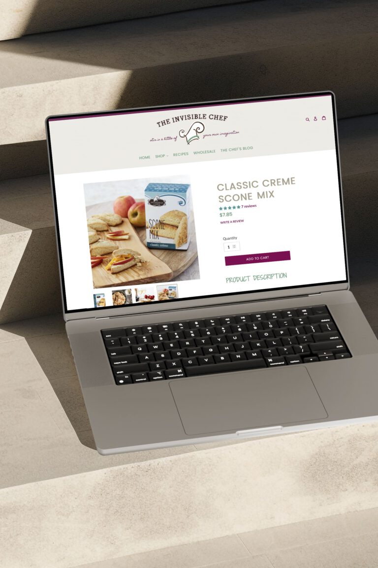 The invisible chef eCommerce Shopify custom website design by A LA MODE designs. Custom ecommerce web development for Canton, Ohio.